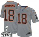 Nike Denver Broncos #18 Peyton Manning Lights Out Grey Super Bowl XLVIII NFL Jersey