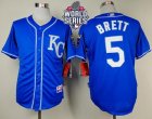 Kansas City Royals #5 George Brett Light Blue Alternate 2 Cool Base W 2015 World Series Patch Stitched MLB Jersey