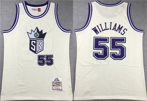 Men\'s Sacramento Kings #55 Jason Williams White Throwback Stitched Jersey