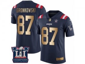 Mens Nike New England Patriots #87 Rob Gronkowski Limited Navy Gold Rush Super Bowl LI Champions NFL Jersey