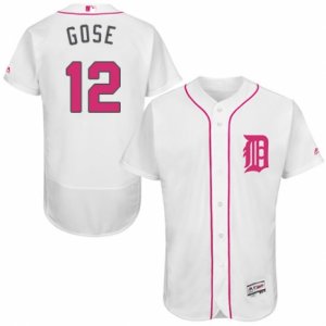 Men\'s Majestic Detroit Tigers #12 Anthony Gose Authentic White 2016 Mother\'s Day Fashion Flex Base MLB Jersey