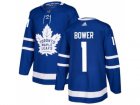 Men Adidas Toronto Maple Leafs #1 Johnny Bower Blue Home Authentic Stitched NHL Jersey