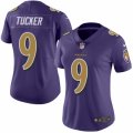 Women's Nike Baltimore Ravens #9 Justin Tucker Limited Purple Rush NFL Jersey