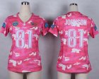 Nike Women Detroit Lions #81 Calvin Johnson Salute to Service New Pink Camo jerseys