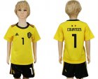 Belgium #1 COURTOIS Away Youth 2018 FIFA World Cup Soccer Jersey