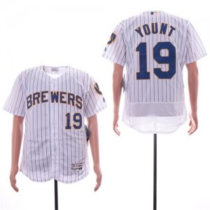 Brewers #19 Robin Yount White Flexbase Jersey