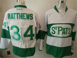 Toronto Maple Leafs #34 Auston Matthews White Green St. Patrick\'s Day Stitched NHL Jersey