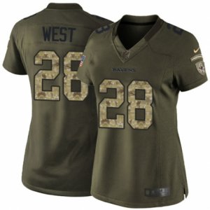 Women\'s Nike Baltimore Ravens #28 Terrance West Limited Green Salute to Service NFL Jersey