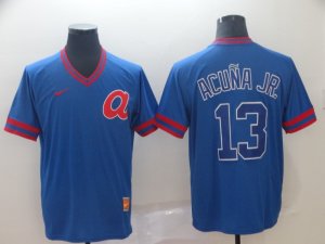 Braves #13 Ronald Acuna Jr Blue Throwback Jersey