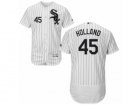 Mens Majestic Chicago White Sox #45 Derek Holland White Black Flexbase Authentic Collection MLB Jersey