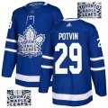 Men Toronto Maple Leafs #29 Felix Potvin Blue Glittery Edition Adidas Jersey