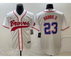 Men's Atlanta Braves #23 Michael Harris II White Cool Base Stitched Baseball Jersey