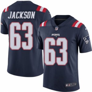 Mens Nike New England Patriots #63 Tre Jackson Limited Navy Blue Rush NFL Jersey