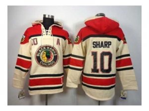 nhl jerseys chicago blackhawks #10 sharp cream-red[pullover hooded sweatshirt][patch A]
