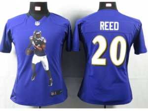Nike Women Baltimore Ravens #20 Reed Purple Portrait Fashion Game Jersey