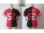 2013 Super Bowl XLVII Women NEW NFL San Francisco 49ers 52 Patrick Willis red-black jerseys(Elite split)