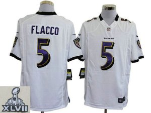 2013 Super Bowl XLVII NEW Baltimore Ravens 5 Joe Flacco White (Game new jerseys)