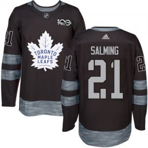 Mens Toronto Maple Leafs #21 Borje Salming Black 1917-2017 100th Anniversary Stitched NHL Jersey