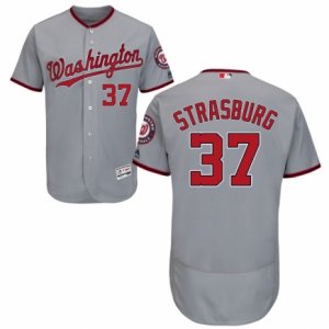 Mens Majestic Washington Nationals #37 Stephen Strasburg Grey Flexbase Authentic Collection MLB Jersey