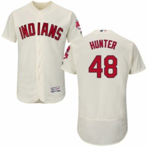 Men\'s Majestic Cleveland Indians #48 Tommy Hunter Cream Flexbase Authentic Collection MLB Jersey