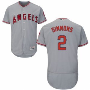 Men\'s Majestic Los Angeles Angels of Anaheim #2 Andrelton Simmons Grey Flexbase Authentic Collection MLB Jersey