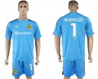 2017-18 Dortmund 1 WEIDENFELLER Lake Blue Goalkeeper Soccer Jersey