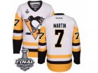 Mens Reebok Pittsburgh Penguins #7 Paul Martin Authentic White Away 2017 Stanley Cup Final NHL Jersey