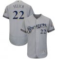 Brewers #22 Christian Yelich Gray 150th Patch Flexbase Jersey