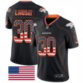 Nike Broncos #30 Phillip Lindsay Black USA Flag Fashion Limited Jersey