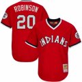 Mens Mitchell and Ness Cleveland Indians #20 Eddie Robinson Authentic Red Throwback MLB Jersey