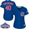 Womens Majestic Chicago Cubs #40 Willson Contreras Authentic Royal Blue Alternate 2016 World Series Champions Cool Base MLB Jersey
