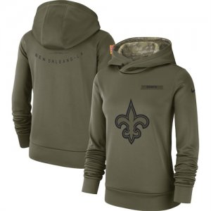 New Orleans Saints Nike Womens Salute to Service Team Logo Performance Pullover Hoodie Olive