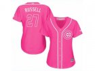 Women Chicago Cubs #27 Addison Russell Replica Pink Fashion MLB Jersey