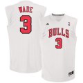 Mens Adidas Chicago Bulls # 3 Dwayne Wade White Fashion Replica Jersey