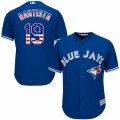 Mens Majestic Toronto Blue Jays #19 Jose Bautista Replica Royal Blue USA Flag Fashion MLB Jersey