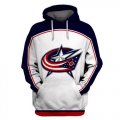 Blue Jackets White All Stitched Hooded Sweatshirt