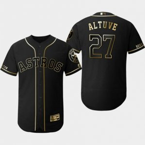 Astros #27 Jose Altuve Black Gold Flexbase Jersey
