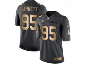 Nike Browns #95 Myles Garrett Black Stitched NFL Limited Gold Salute to Service Jersey