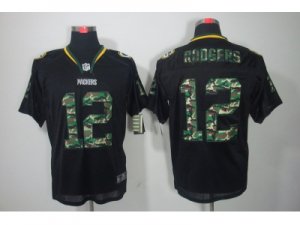 Nike NFL Green Bay Packers #12 Aaron Rodgers black jerseys[Camo Fashion Elite]