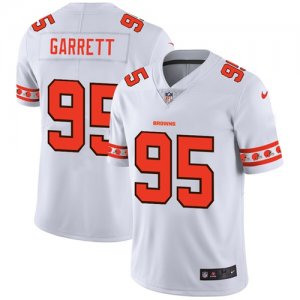 Nike Browns #95 Myles Garrett White Team Logos Fashion Vapor Limited Jersey