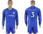 2017-18 Chelsea 3 MARCOS A. Home Goalkeeper Long Sleeve Soccer Jersey