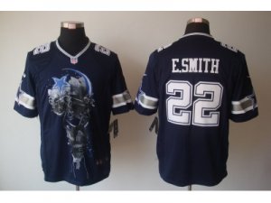 Nike nfl dallas cowboys #22 E.SMITH blue jerseys[helmet tri-blend limited]