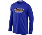 Nike St.Louis Rams Authentic font Long Sleeve T-Shirt blue