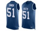 Mens Nike Indianapolis Colts #51 John Simon Limited Royal Blue Player Name & Number Tank Top NFL Jersey