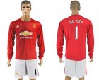 Manchester United #1 DE GEA Red Home Long Sleeves Soccer Club Jersey