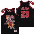 Bulls #23 Michael Jordan Black Hardwood Classics Skull Edition Jersey