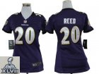 2013 Super Bowl XLVII Women NEW nfl Baltimore Ravens #20 Reed purple (Women new jerseys)