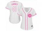 Women Chicago Cubs #41 John Lackey Replica White Fashion MLB Jersey
