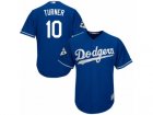 Los Angeles Dodgers #10 Justin Turner Replica Royal Blue Alternate 2017 World Series Bound Cool Base MLB Jersey