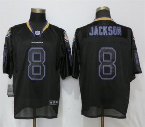Nike Ravens #8 Lamar Jackson Black Lights Out Elite Jersey